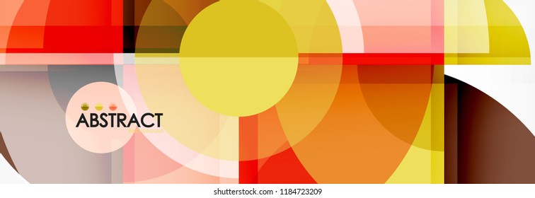 Fundo abstrato - círculos multicoloridos, design geométrico mínimo moderno, ilustração vetorial