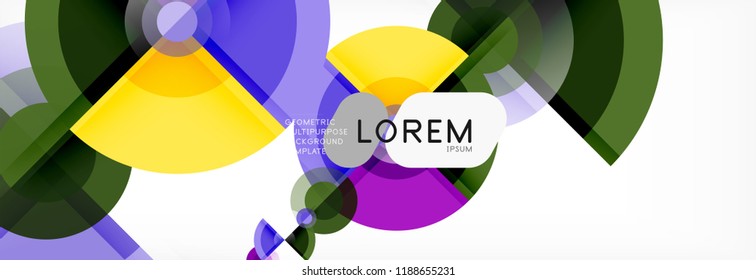Abstrakter Hintergrund - mehrfarbige Kreise, trendy minimales geometrisches Design, Vektorgrafik
