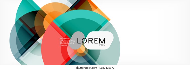 Fundo abstrato - círculos multicoloridos, design geométrico mínimo moderno, ilustração vetorial