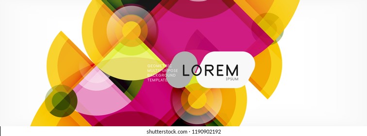 Abstrakter Hintergrund - mehrfarbige Kreise, trendy minimales geometrisches Design, Vektorgrafik