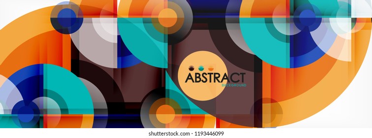 Abstrakter Hintergrund - mehrfarbige Kreise, trendy minimales geometrisches Design, Vektorgrafik