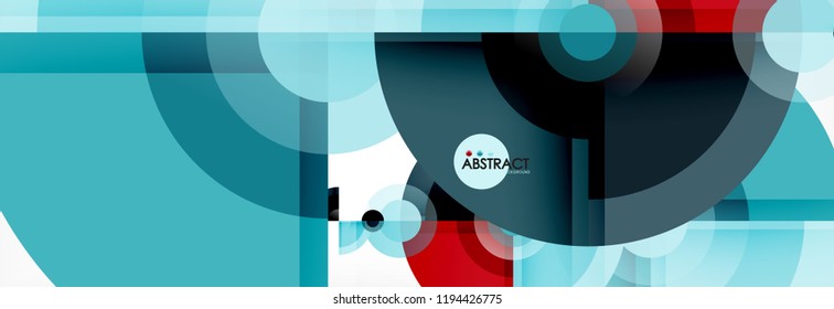 Abstrakter Hintergrund - mehrfarbige Kreise, trendy minimales geometrisches Design, Vektorgrafik