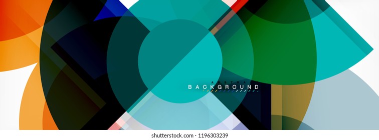 Abstrakter Hintergrund - mehrfarbige Kreise, trendy minimales geometrisches Design, Vektorgrafik