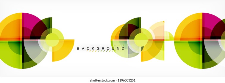 Fondo abstracto - círculos multicolores, diseño geométrico mínimo de moda, ilustración vectorial