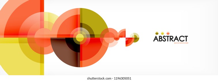 Abstrakter Hintergrund - mehrfarbige Kreise, trendy minimales geometrisches Design, Vektorgrafik