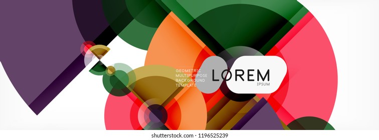Abstrakter Hintergrund - mehrfarbige Kreise, trendy minimales geometrisches Design, Vektorgrafik