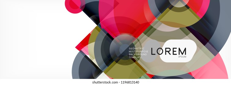 Abstrakter Hintergrund - mehrfarbige Kreise, trendy minimales geometrisches Design, Vektorgrafik