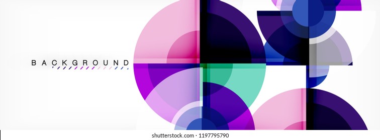 Fondo abstracto - círculos multicolores, diseño geométrico mínimo de moda, ilustración vectorial