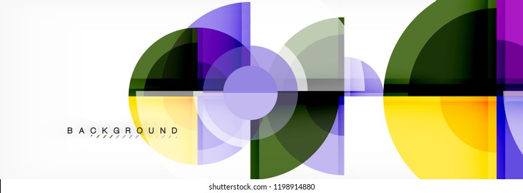 Fondo abstracto - círculos multicolores, diseño geométrico mínimo de moda, ilustración vectorial