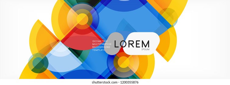Fondo abstracto - círculos multicolores, diseño geométrico mínimo de moda, ilustración vectorial