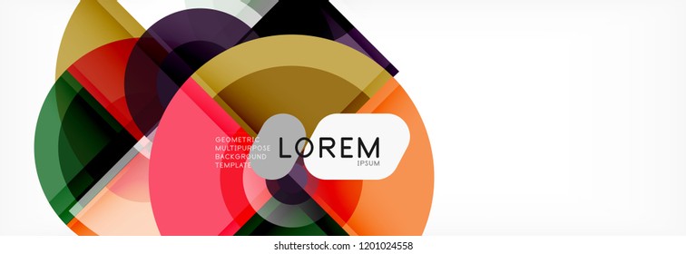 Fondo abstracto - círculos multicolores, diseño geométrico mínimo de moda, ilustración vectorial