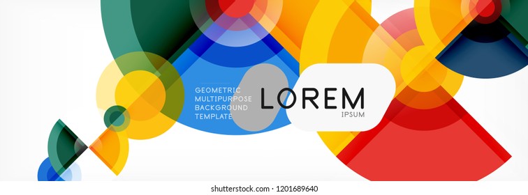 Fondo abstracto - círculos multicolores, diseño geométrico mínimo de moda, ilustración vectorial