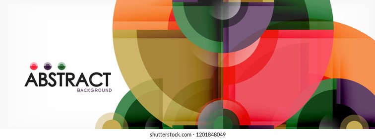 Fondo abstracto - círculos multicolores, diseño geométrico mínimo de moda, ilustración vectorial