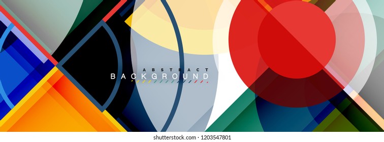 Abstrakter Hintergrund - mehrfarbige Kreise, trendy minimales geometrisches Design, Vektorgrafik