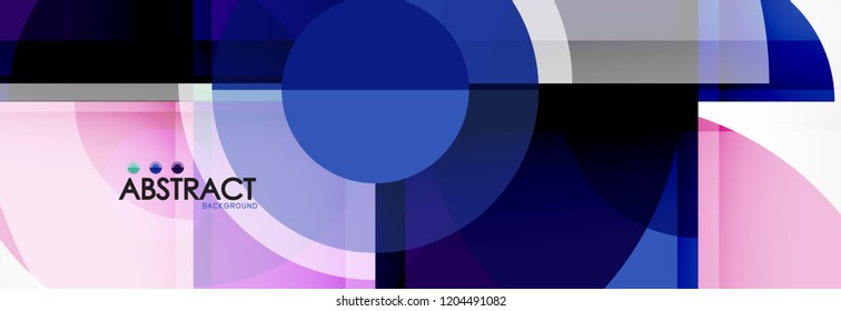 Abstrakter Hintergrund - mehrfarbige Kreise, trendy minimales geometrisches Design, Vektorgrafik