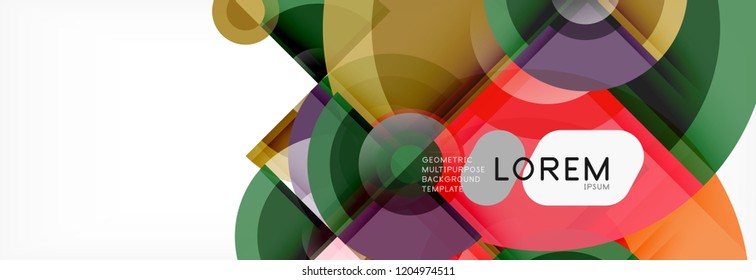 Abstrakter Hintergrund - mehrfarbige Kreise, trendy minimales geometrisches Design, Vektorgrafik