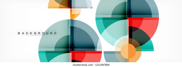 Fondo abstracto - círculos multicolores, diseño geométrico mínimo de moda, ilustración vectorial