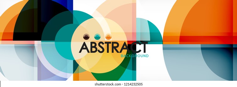 Fundo abstrato - círculos multicoloridos, design geométrico mínimo moderno, ilustração vetorial