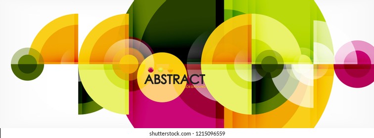 Abstrakter Hintergrund - mehrfarbige Kreise, trendy minimales geometrisches Design, Vektorgrafik
