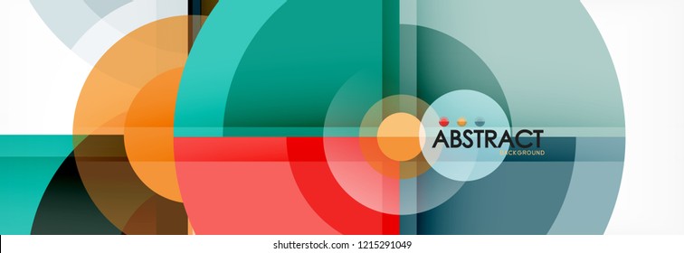Abstract background - multicolored circles, trendy minimal geometric design, vector illustration