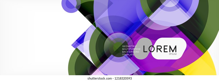 Fundo abstrato - círculos multicoloridos, design geométrico mínimo moderno, ilustração vetorial