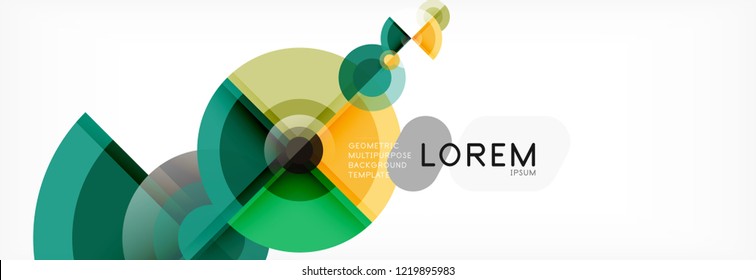 Fondo abstracto - círculos multicolores, diseño geométrico mínimo de moda, ilustración vectorial