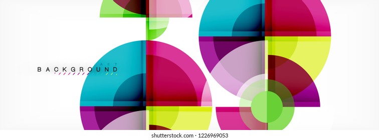 Fondo abstracto - círculos multicolores, diseño geométrico mínimo de moda, ilustración vectorial