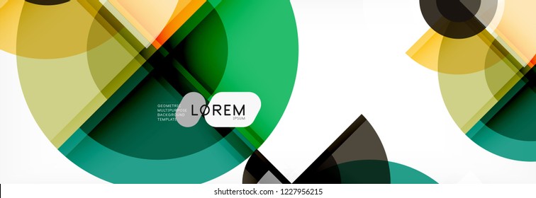 Fondo abstracto - círculos multicolores, diseño geométrico mínimo de moda, ilustración vectorial