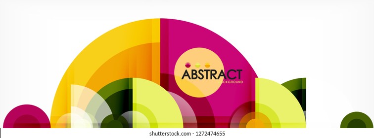 Fondo abstracto - círculos multicolores, diseño geométrico mínimo de moda, ilustración vectorial