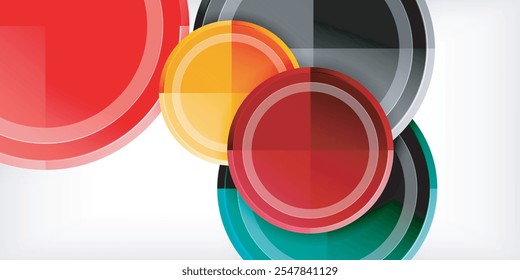 Abstract background - multicolored circles, trendy minimal geometric design, vector illustration