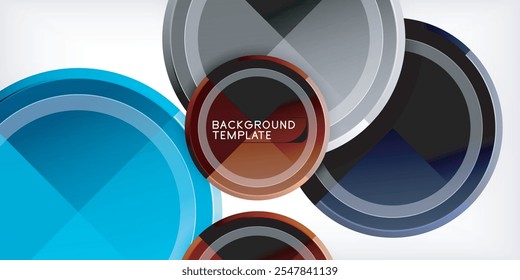 Fundo abstrato - círculos multicoloridos, design geométrico mínimo moderno, ilustração vetorial