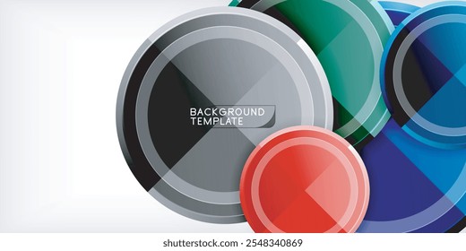 Abstract background - multicolored circles, trendy minimal geometric design, vector illustration