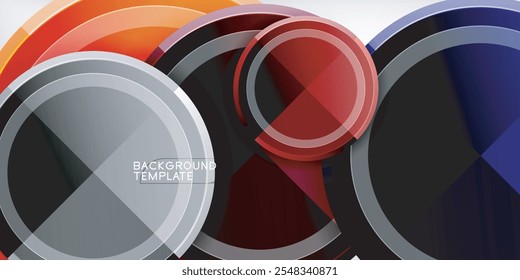 Fundo abstrato - círculos multicoloridos, design geométrico mínimo moderno, ilustração vetorial