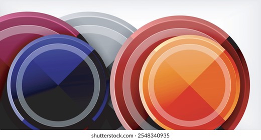 Abstract background - multicolored circles, trendy minimal geometric design, vector illustration