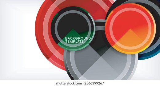 Abstract background - multicolored circles, trendy minimal geometric design, vector illustration