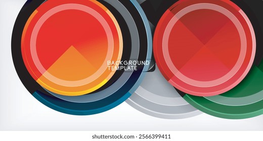 Abstract background - multicolored circles, trendy minimal geometric design, vector illustration