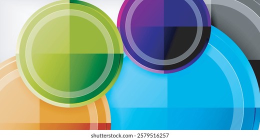 Abstract background - multicolored circles, trendy minimal geometric design, vector illustration