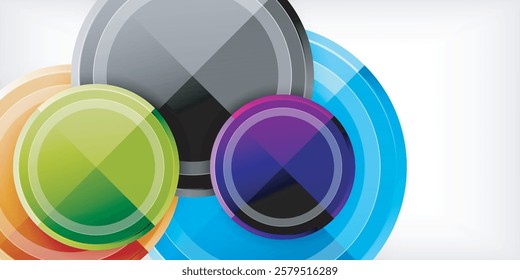 Abstract background - multicolored circles, trendy minimal geometric design, vector illustration