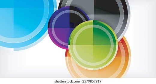 Abstract background - multicolored circles, trendy minimal geometric design, vector illustration