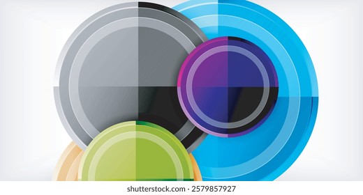 Abstract background - multicolored circles, trendy minimal geometric design, vector illustration