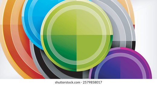 Abstract background - multicolored circles, trendy minimal geometric design, vector illustration