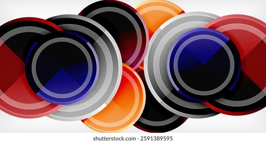 Abstract background - multicolored circles, trendy minimal geometric design, vector illustration