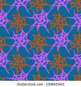 Abstract background multicolored cobweb grid seamless pattern.