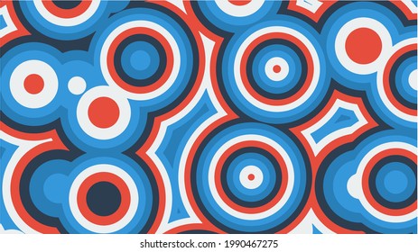 Abstract background of multicolored concentric circles in red and blue colors. Vector illustration.