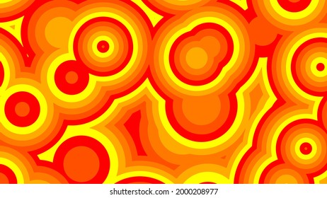Abstract background of multicolored concentric circles in red and yellow colors. Vector illustration.