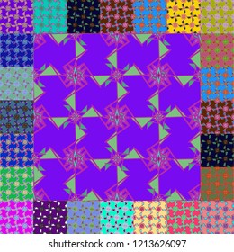 Abstract background multicolored cube geometric pattern seamless kit.
