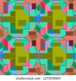 Abstract background multicolored cube geometric seamless pattern.