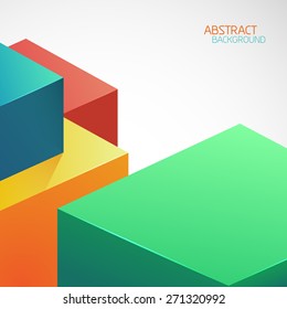 Abstract background. Multicolored cubic shapes shadow 3D dimension. Flyer brochure booklet and websites design. Vector template