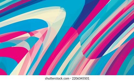Fondo abstracto con rayas curvadas multicolores. Patrón gráfico vectorial artístico. Colores CMYK