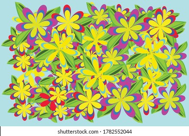 Abstract background. Multicolored flowers of silt trees.